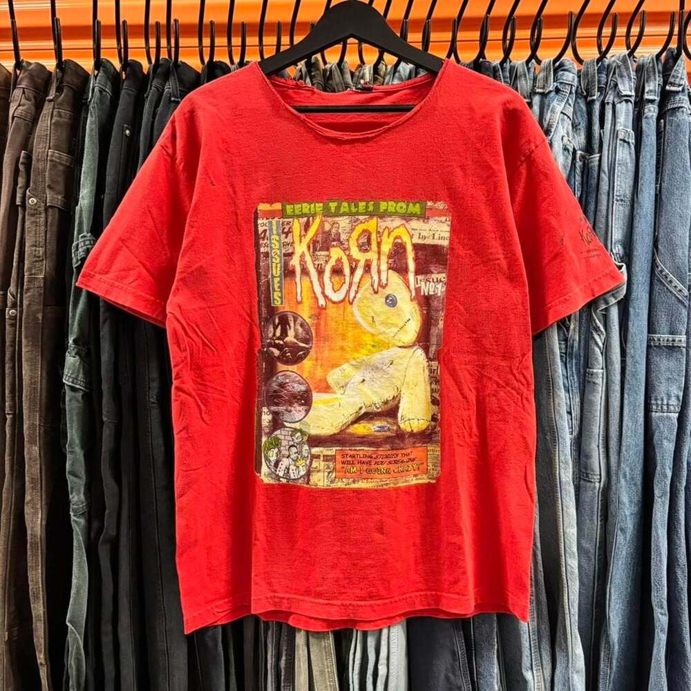 Vintage 2000 Korn Issues Tour Shirt, Red Band Tee, Distressed - Size Large